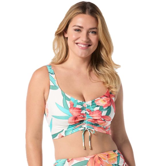 COCO REEF Shirred Front Bikini Top Island Multicolor Floral Swim Top 36C - Picture 1 of 3